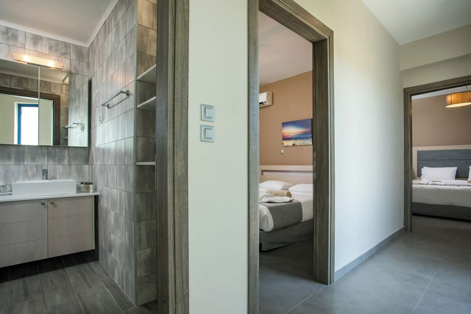 Separate tub and shower, hair dryer, towels, soap
