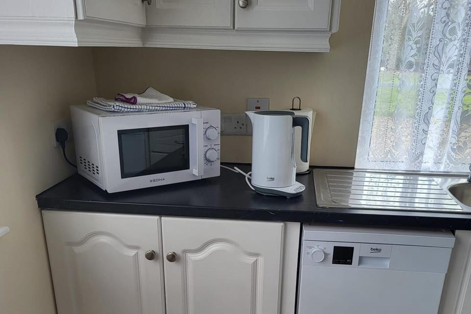 Fridge, microwave, dishwasher, electric kettle