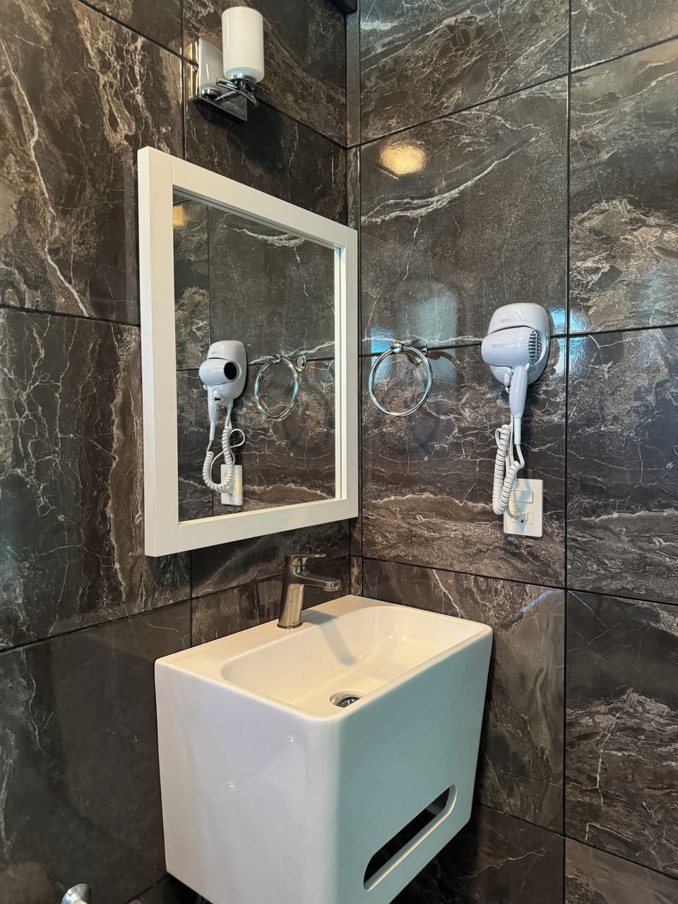 Hair dryer, towels