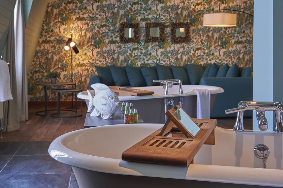 Signature Suite | Egyptian cotton sheets, premium bedding, desk, iron/ironing board