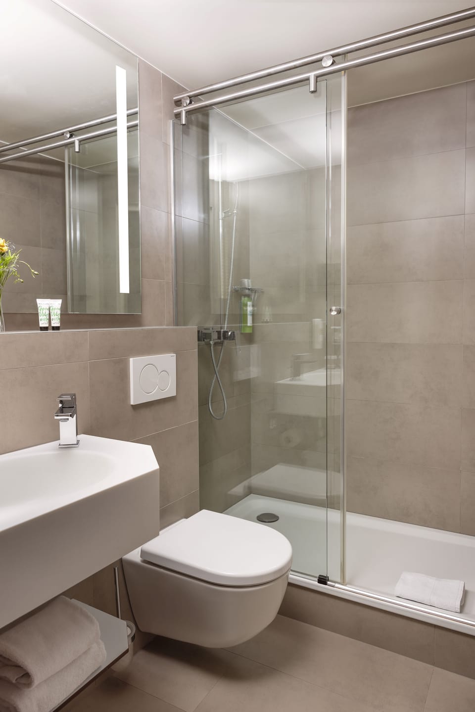 Free toiletries, hair dryer, towels