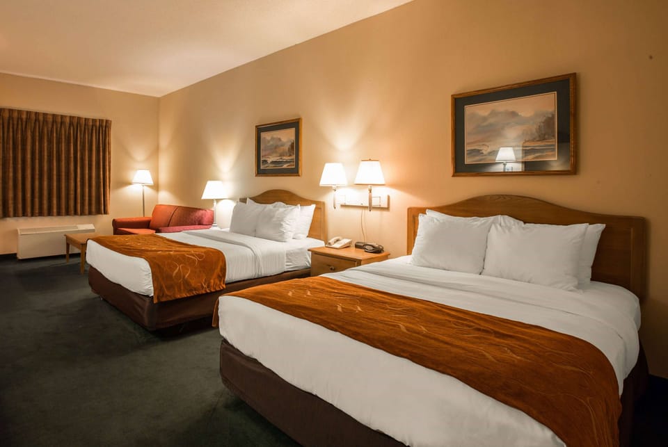 Desk, blackout drapes, iron/ironing board, free cribs/infant beds