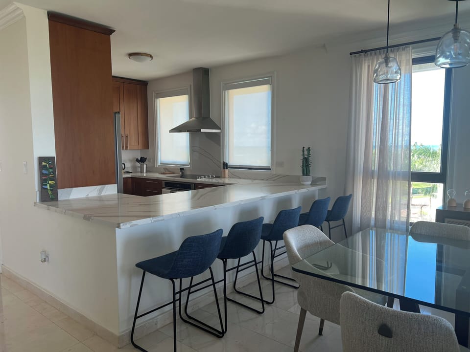 Premier Penthouse | Private kitchen | Fridge, microwave, oven, stovetop