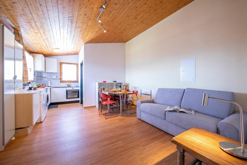 Family Apartment, 1 Bedroom, Terrace, Mountainside (Petit Cadeau) | Living area | TV, fireplace