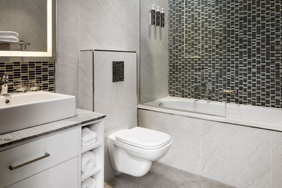 Deluxe Room, 1 King Bed (View) | Bathroom | Free toiletries, hair dryer, bathrobes, towels