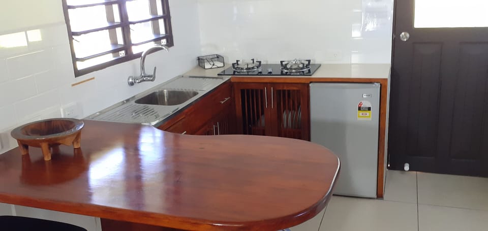 Full-size fridge, microwave, oven, stovetop