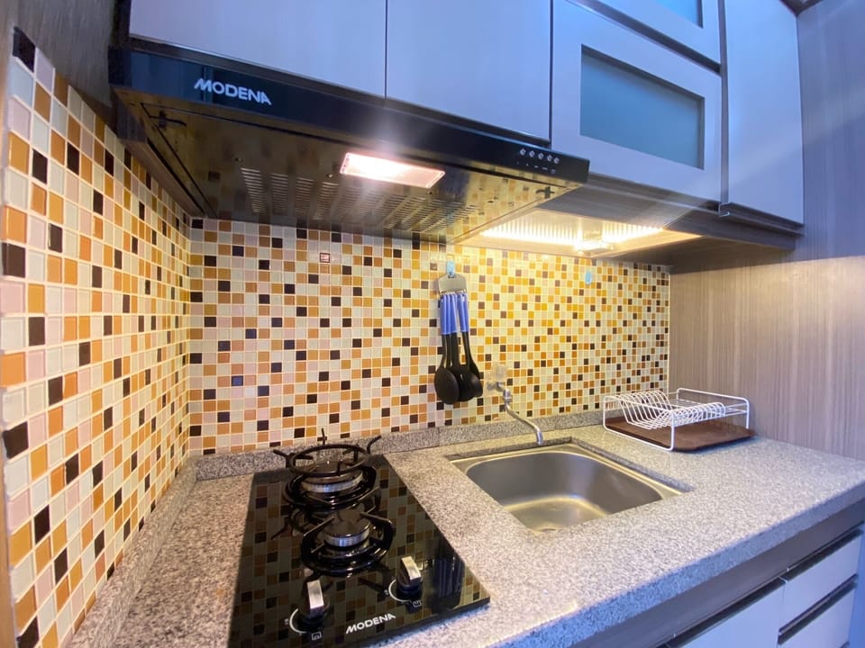 Fridge, stovetop, cookware/dishes/utensils