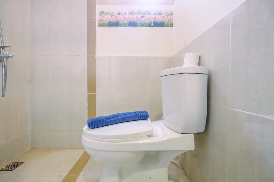 Shower, free toiletries, towels, soap