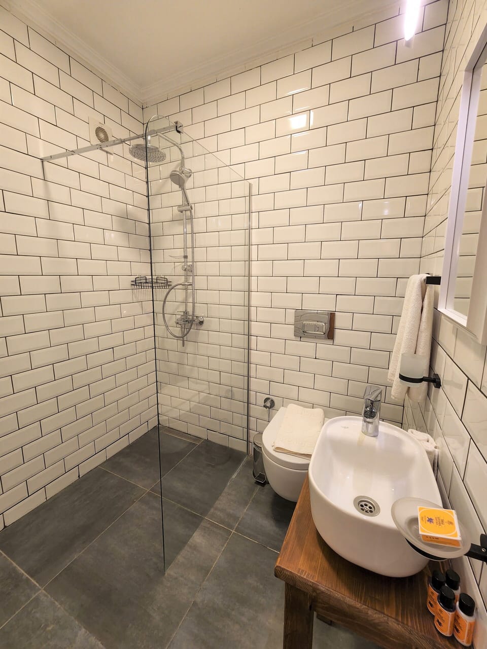 Basic Double Room | Bathroom | Shower, rainfall showerhead, designer toiletries, hair dryer
