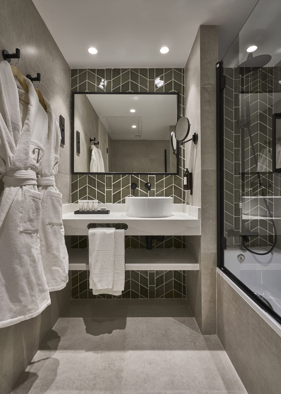 Eco-friendly toiletries, hair dryer, towels, soap