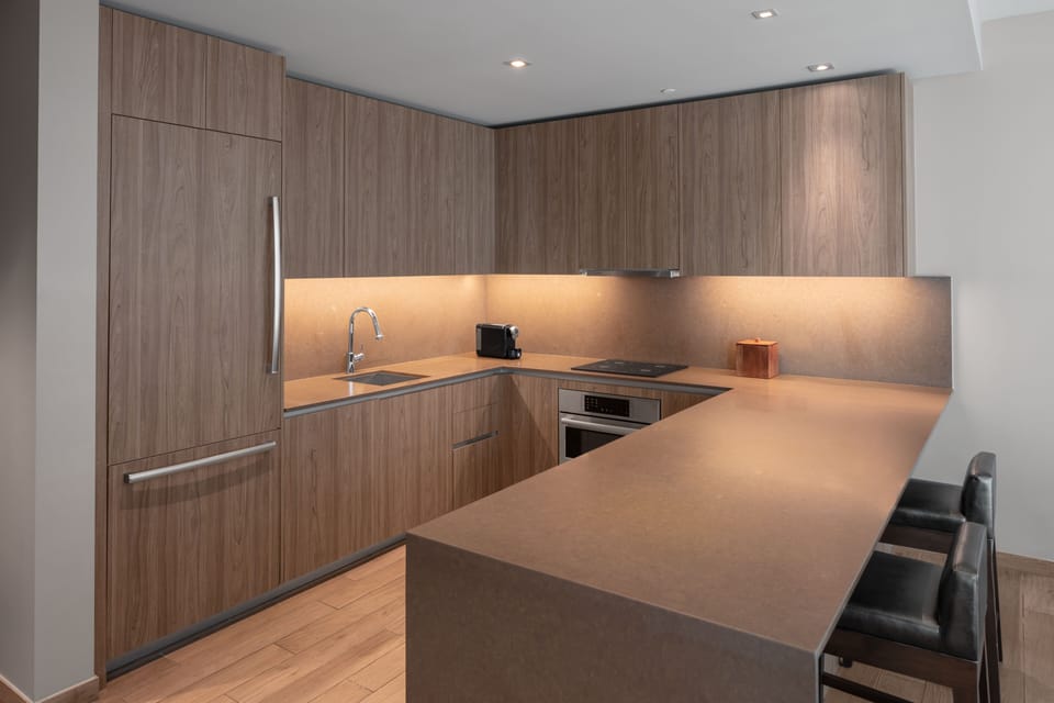One Bedroom Residence Suite | Private kitchen | Full-size fridge, microwave, oven, stovetop