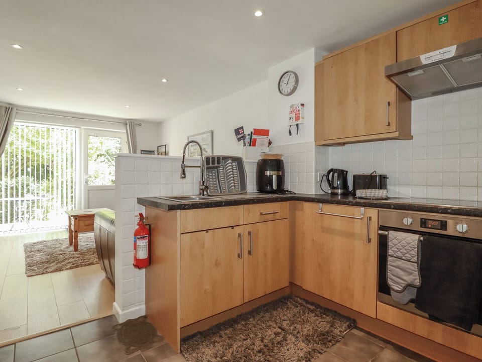 Fridge, microwave, electric kettle, toaster