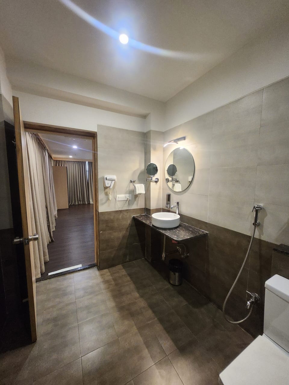 Shower, free toiletries, hair dryer, slippers