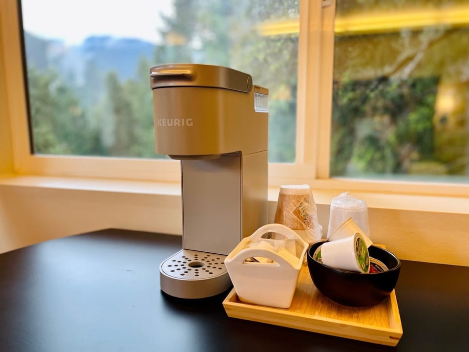 Comfort Room, 1 Queen Bed, Fireplace, Mountain View | Coffee and/or coffee maker