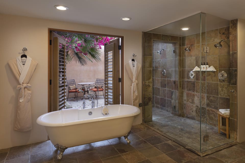 Presidential Villa | Bathroom | Designer toiletries, hair dryer, bathrobes, towels