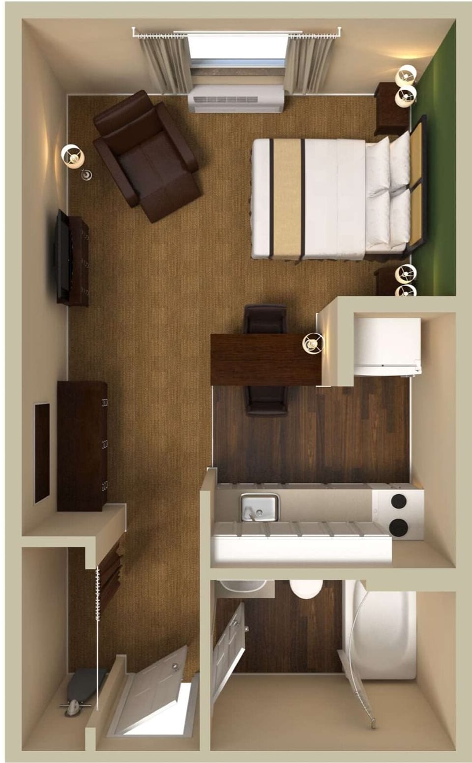 Studio, 1 Queen Bed, Non Smoking | Desk, iron/ironing board, free WiFi