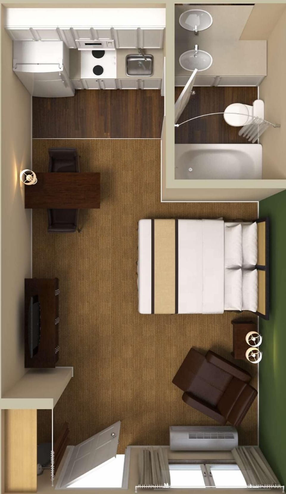 Studio, 1 Queen Bed, Non Smoking | Desk, laptop workspace, iron/ironing board, WiFi (free)
