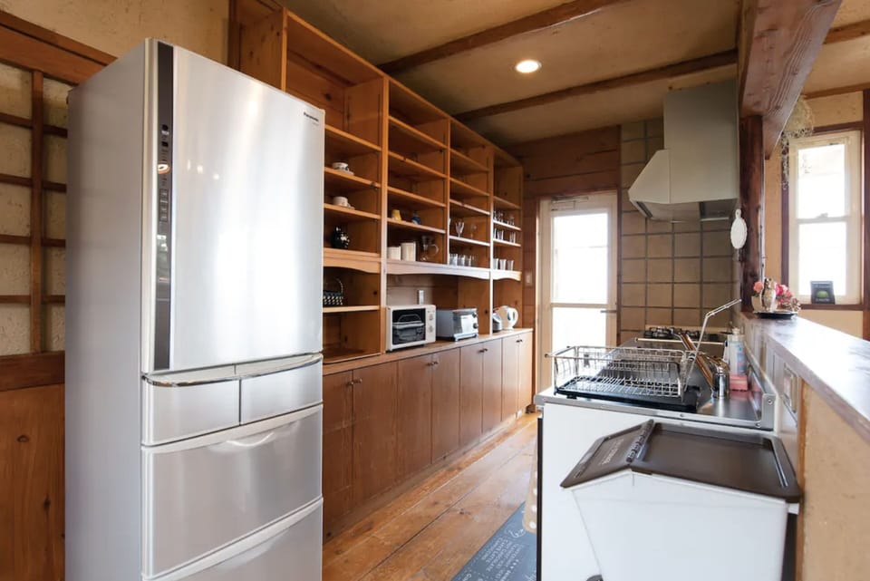 Fridge, microwave, stovetop, rice cooker