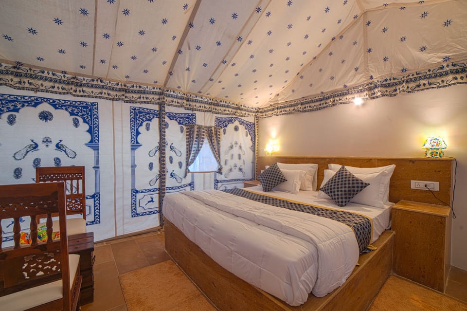 Royal Tent | Desk, laptop workspace, blackout drapes, iron/ironing board (on request)