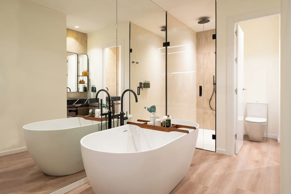 Eco-friendly toiletries, hair dryer, towels, soap