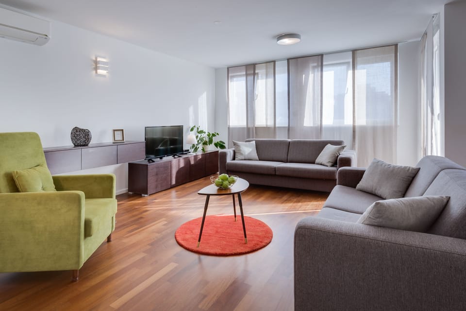 Luxury Suite, 3 Bedrooms, Terrace | Living area | 102-cm LCD TV with satellite channels, TV
