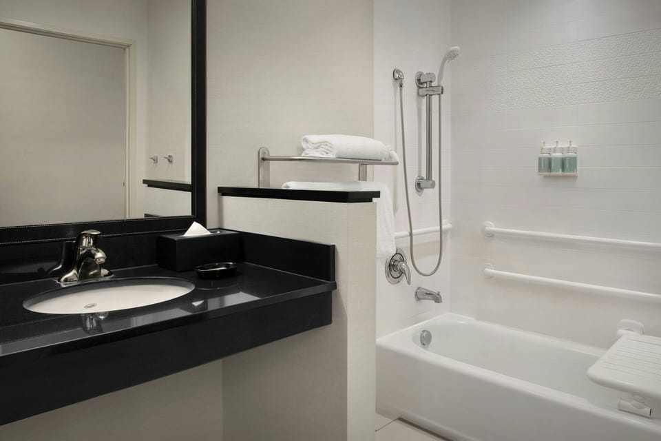 Free toiletries, hair dryer, towels
