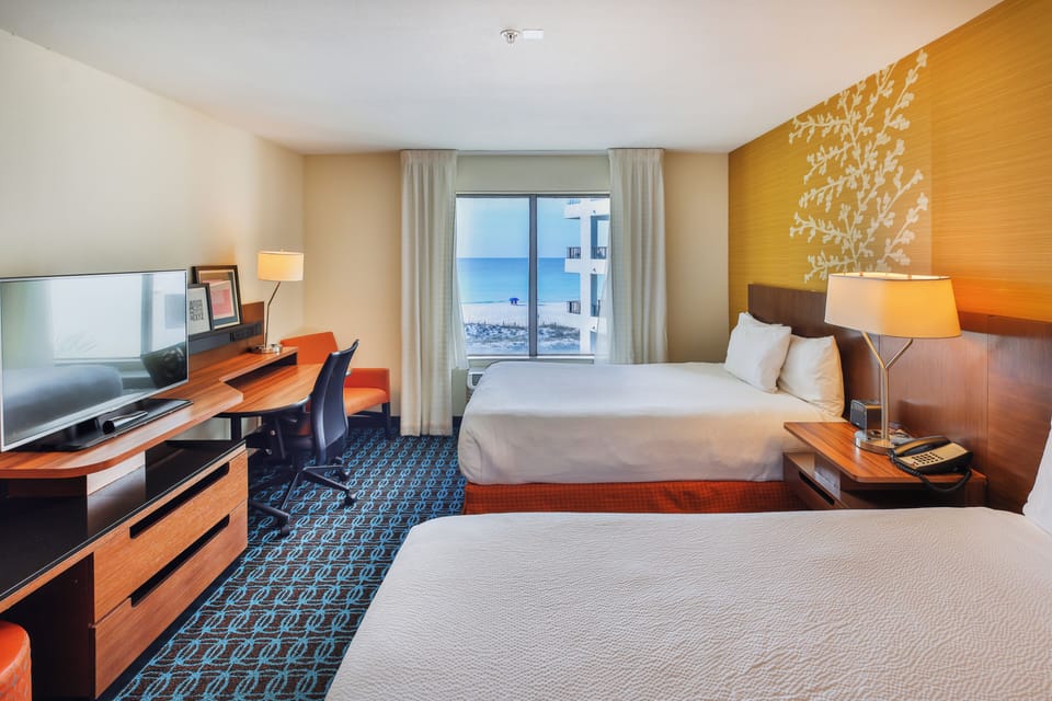 Standard Room, 2 Queen Beds, Ocean View | In-room safe, desk, iron/ironing board, free WiFi