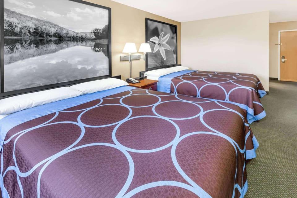 Room, 2 Queen Beds, Non Smoking, Refrigerator | Desk, blackout drapes, iron/ironing board, free cribs/infant beds