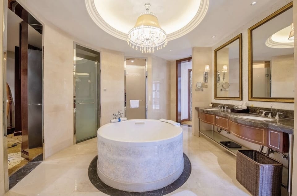 Hair dryer, bathrobes, slippers, towels