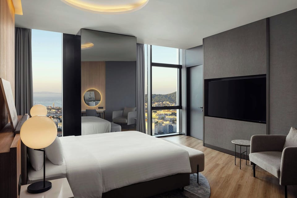 In-room safe, desk, laptop workspace, blackout drapes
