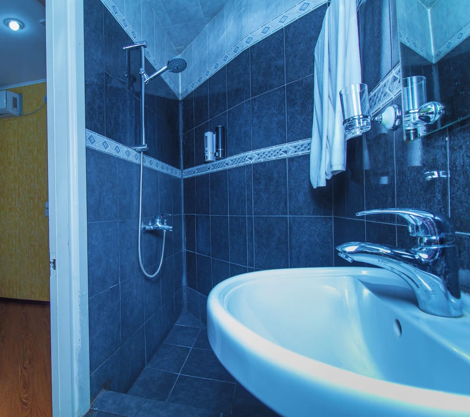 Economy Single Room | Bathroom | Spring water tub, rainfall showerhead, free toiletries, hair dryer