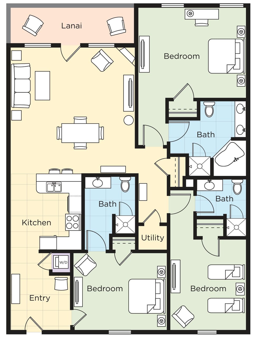 3 bedrooms, premium bedding, in-room safe, iron/ironing board