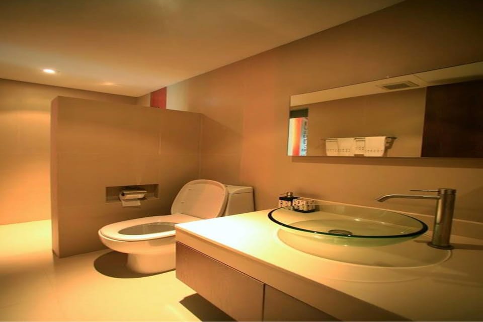 Shower, free toiletries, hair dryer, bathrobes