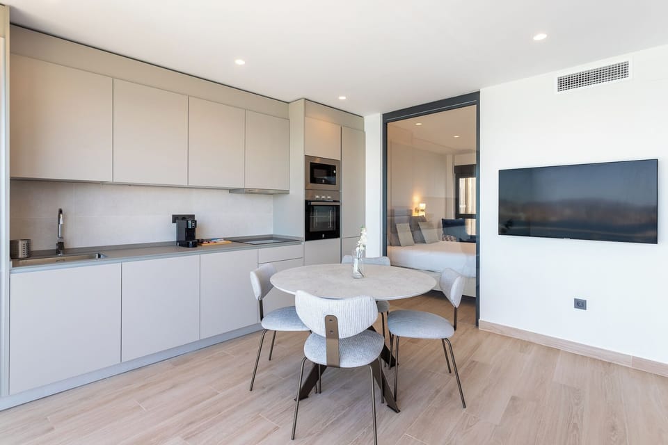 Premium Apartment, 1 Bedroom, Terrace, Sea View | Private kitchen | Full-size fridge, microwave, coffee/tea maker, electric kettle