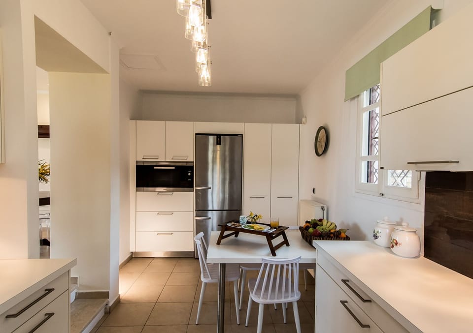 Premium Villa | Private kitchen | Full-size fridge, microwave, oven, stovetop