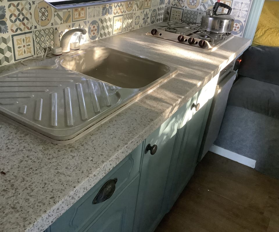 Cabin | Private kitchen | Fridge, microwave, stovetop, electric kettle