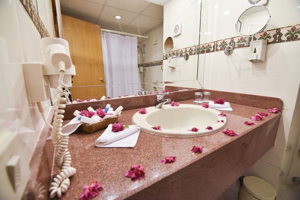 Rainfall showerhead, free toiletries, hair dryer, bathrobes