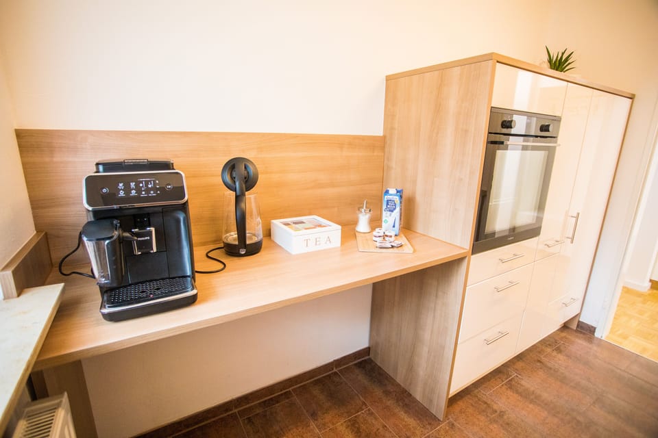 Luxury Condo | Private kitchen | Full-size fridge, microwave, oven, stovetop