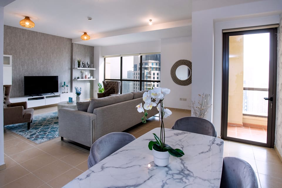 Classic Apartment, 2 Bedrooms, Marina View | Living area | 60-inch Smart TV with cable channels, TV, Netflix