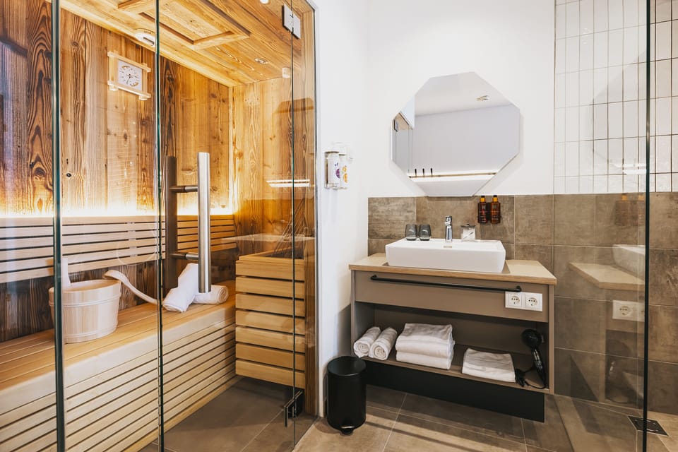 Hair dryer, bathrobes, slippers, towels