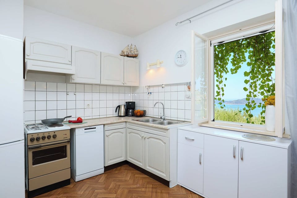 Fridge, oven, coffee/tea maker, electric kettle