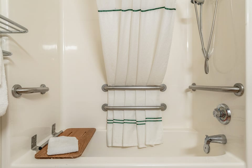 Studio, 1 King Bed, Accessible, Non Smoking (Roll-in Shower) | Bathroom | Towels