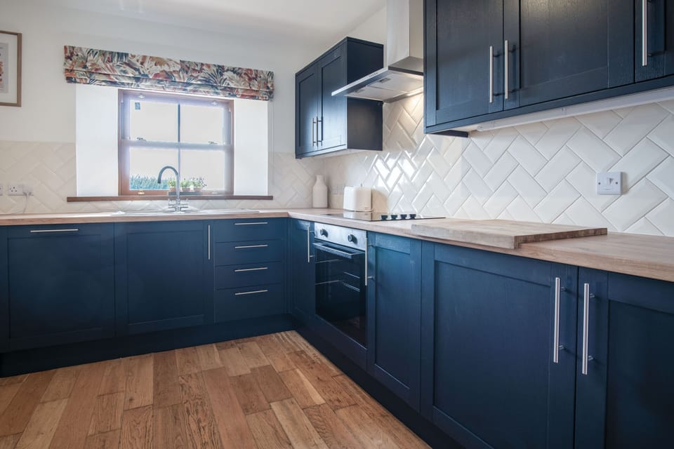 Full-size fridge, microwave, oven, stovetop