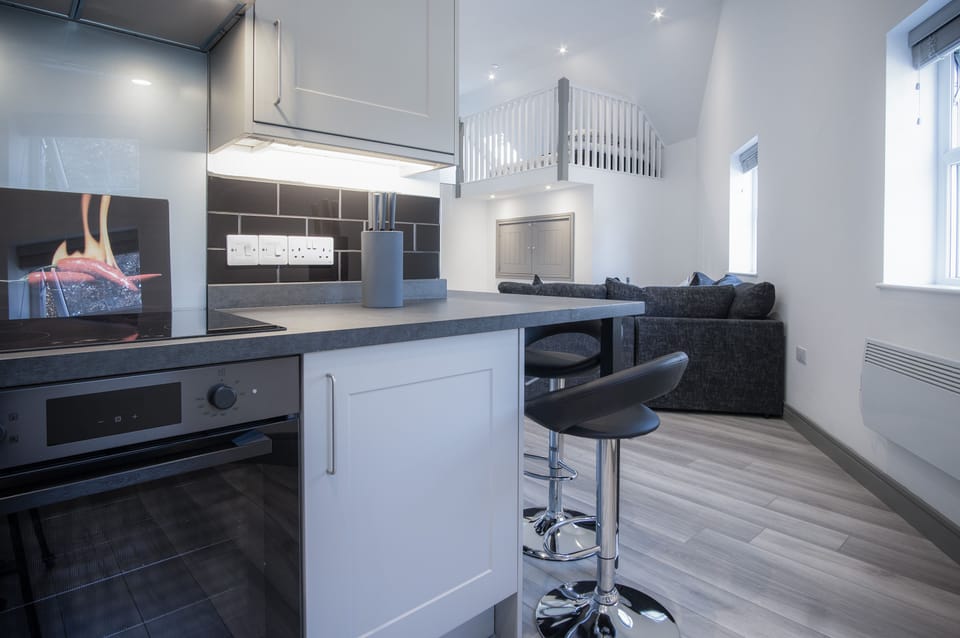 Apartment (2 Bedrooms) | Private kitchen | Fridge, microwave, oven, stovetop
