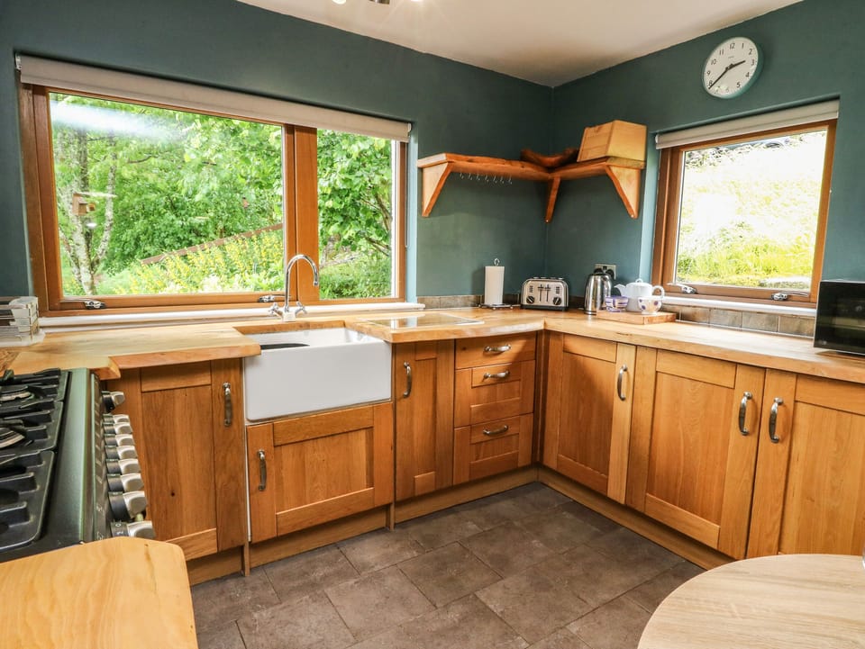 Fridge, electric kettle, cookware/dishes/utensils