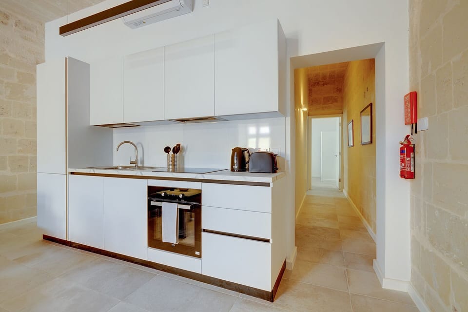 Microwave, espresso maker, electric kettle, toaster