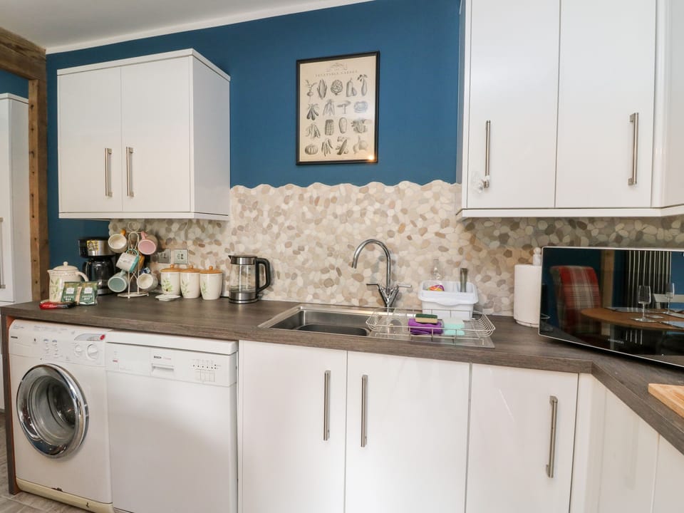 Fridge, dishwasher, electric kettle, toaster