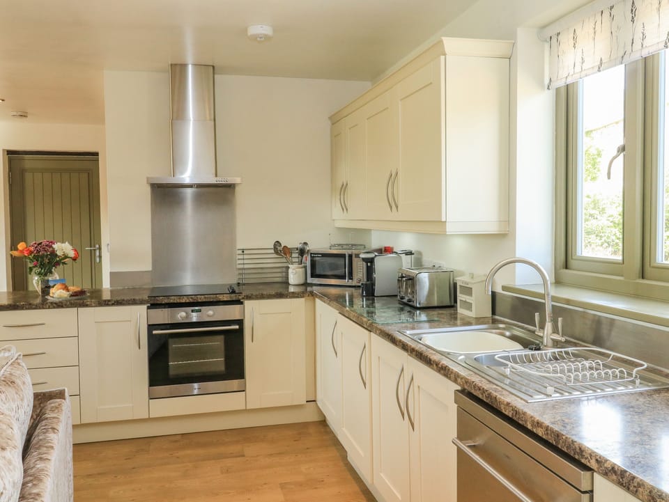 Fridge, dishwasher, electric kettle, toaster