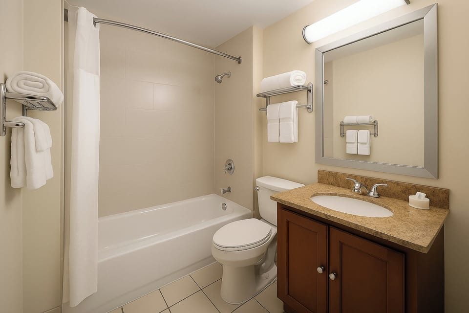 1 bedroom, desk, laptop workspace, blackout drapes