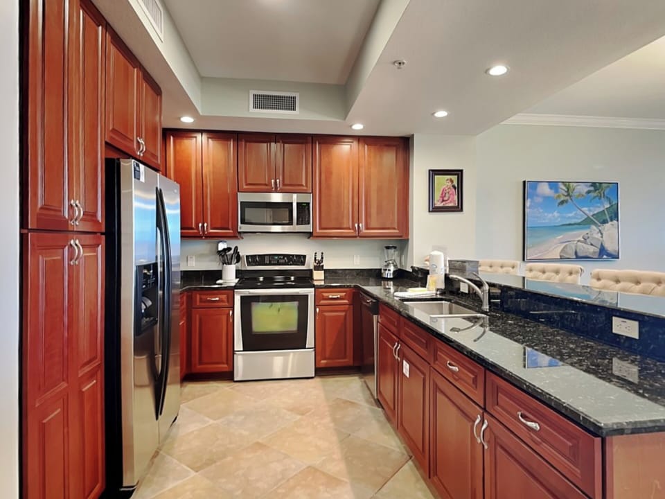 Condo, Multiple Beds, Balcony, Golf View (#705D - No Pets) | Private kitchen | Coffee/tea maker, stovetop
